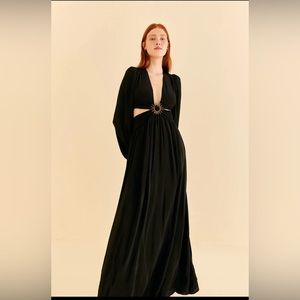Farm Rio, Black Cutout Maxi, Size Large
